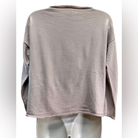 Eileen Fisher blush pink boxy semi cropped wool silk cashmere top - Picture 3 of 5